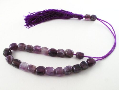 Amethyst barrel worry beads