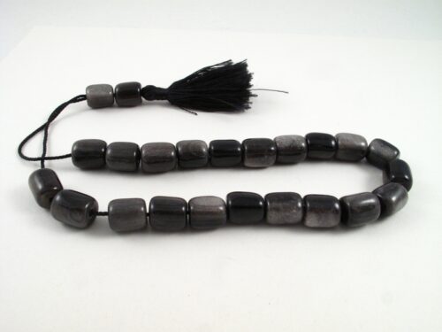 Obsidian worry beads with glow