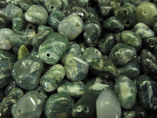 Mossy Agate drilled tumbled