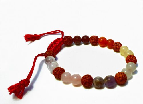 Bracelet with rudraksha and chakra stones