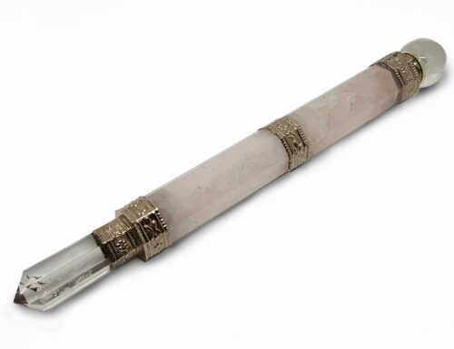Rose quartz healing wand with tip