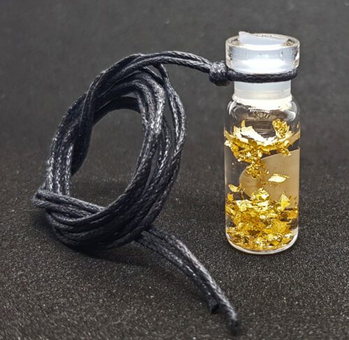 Neck bottle with gold nuggets small size