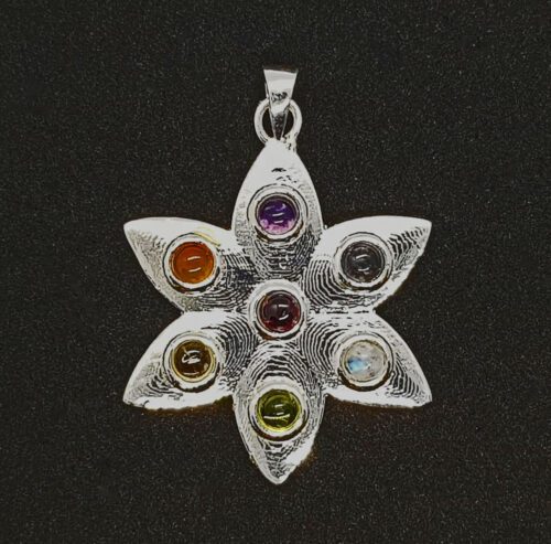 pendant flower with chakra stones