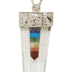 Pendant made of clear quartz slab chakra stones 1