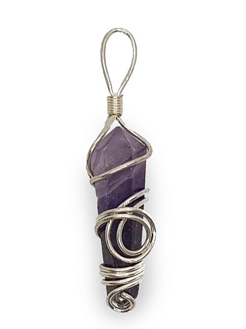Amethyst pendant wrapped with metal