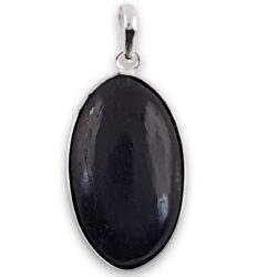 Black tourmaline pendant oval smooth 1