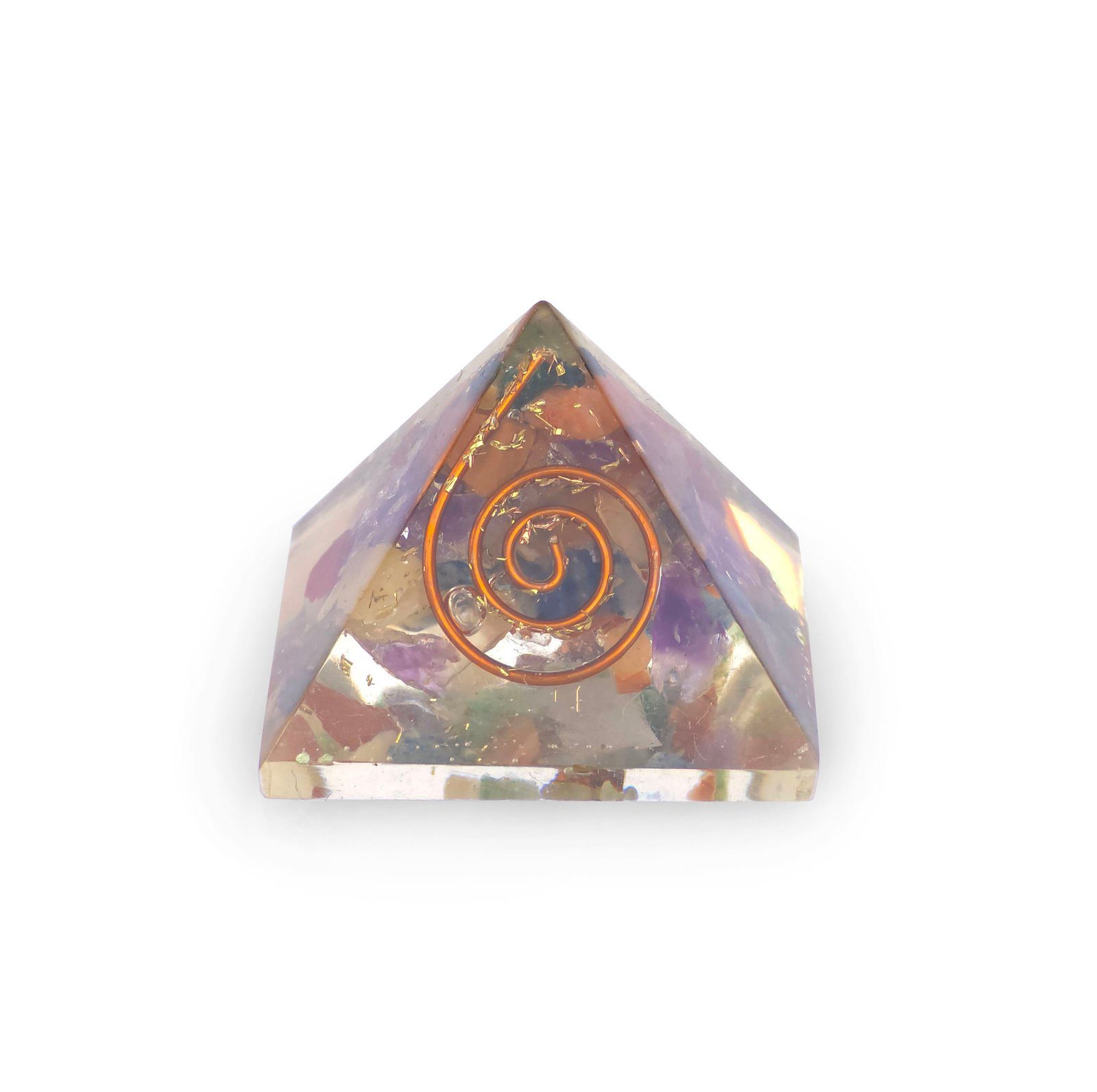 Small orgonite pyramid with various minerals 1