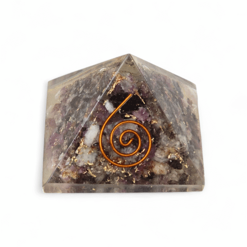 Small orgonite pyramid with various minerals