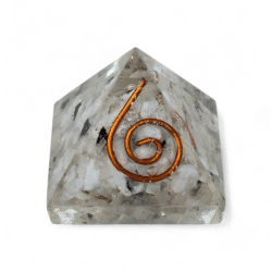 Small quartz orgonite pyramid with tourmaline