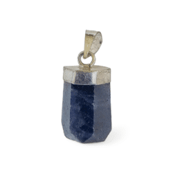 Smooth sapphire pendant with 925 silver cap